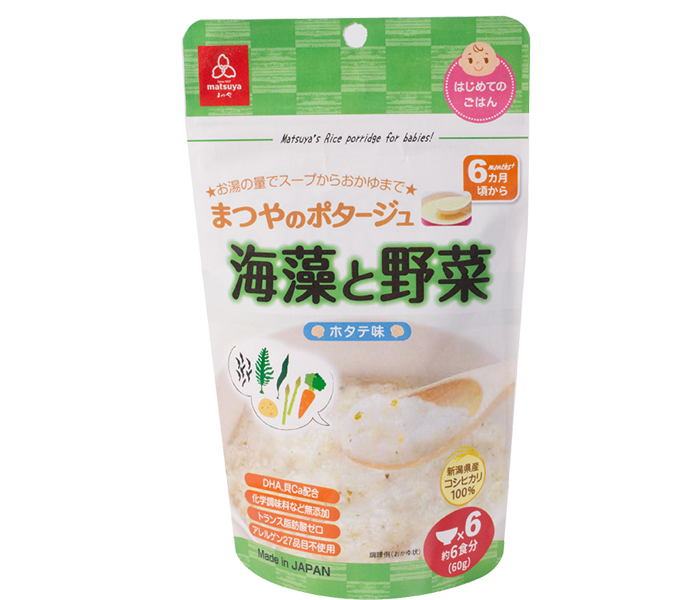 Cháo gạo Koshihikari vị sò điệp với rau và rong biển Matsuya 60g (6M+)