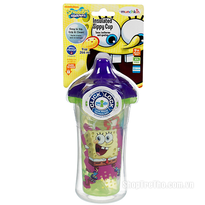 Cốc tập uống giữ nhiệt Munchkin 15403 Sbob CL 9oz Spongebob Squarepants CL Insualated Cup