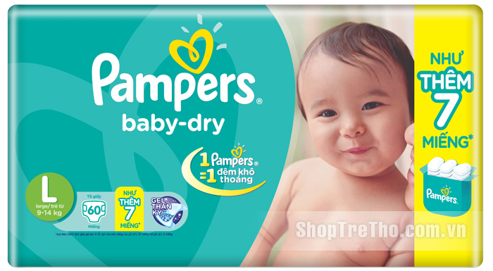 Bỉm dán Pampers L60 dành cho bé từ 9-14kg