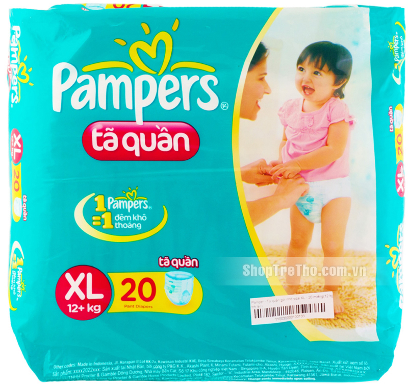 Bỉm quần Pampers XL20 dành cho bé từ 12kg trở lên