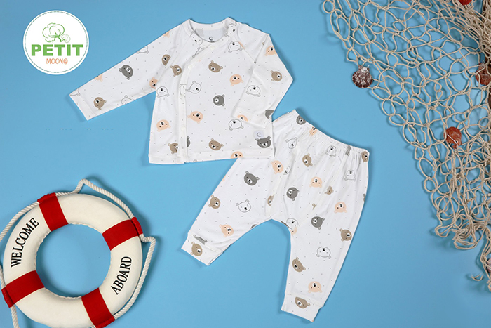 Bộ sơ sinh dài tay cài lệch Petit Moon (0-6M)