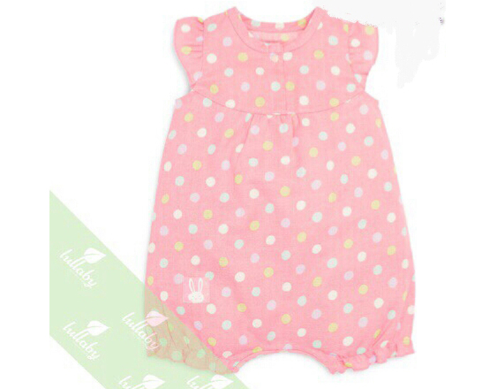 Body romper xô Lullaby bé gái (hồng bi)