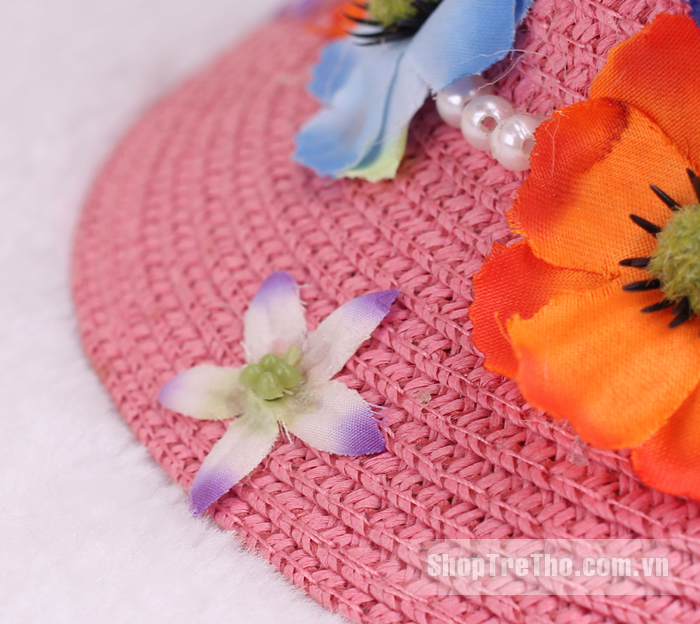 Mũ bé gái handmade Q180 màu hồng
