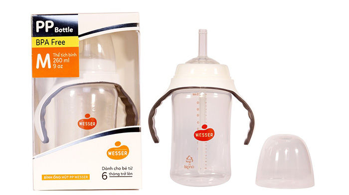Bình tập uống có ống hút PP Wesser (260ml) 