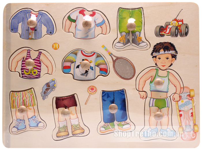 Đồ chơi gỗ Toptoys - Bảng ghép trang phục bé trai 98208A