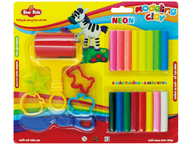 Đất nặn 16 màu kèm khuôn Kidart K-200/16C/6T