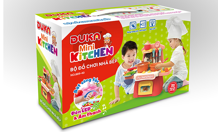 Đồ chơi nhà bếp Duka màu nâu kết hợp ánh sáng và âm thanh
