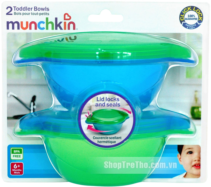 Bát ăn có nắp Munchkin 2c 2pk Click Lock Toodler Bowl