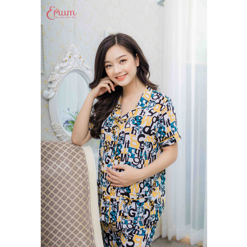 Bộ bầu tole chữ tay ngắn vàng Emum
