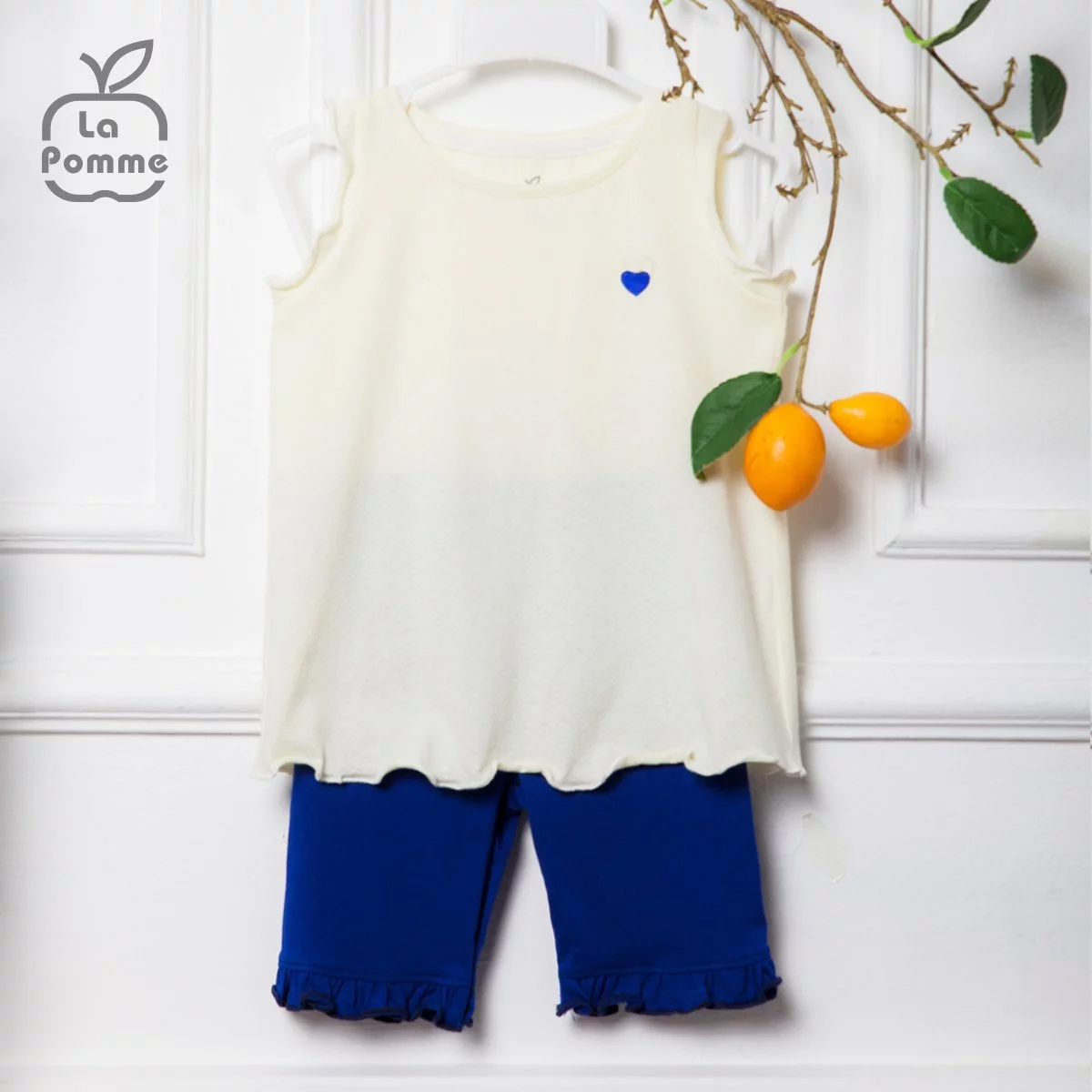 Bộ ba lỗ bé gái bèo tim La Pomme SS113 (vàng)