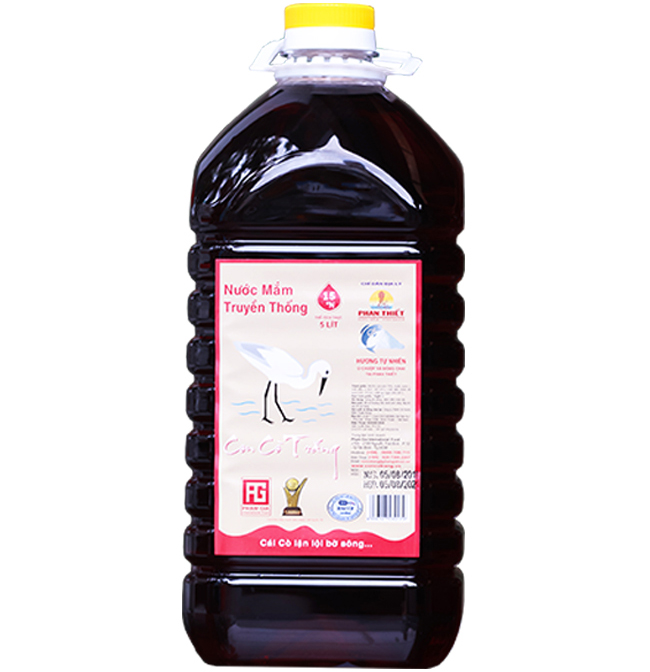 Nước mắm cá cơm Pet Con Cò Trắng 15 độ đạm 5000ml