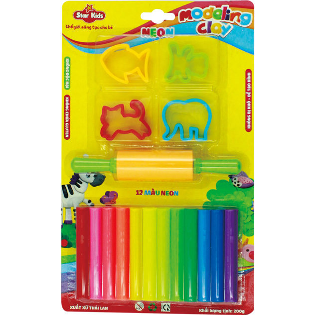 Đất nặn 12 màu kèm khuôn Kidart K-200/12C/5T