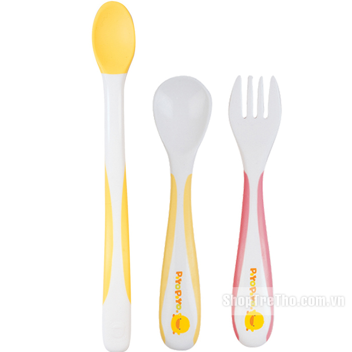 Bộ thìa và dĩa cho bé Piyo Piyo 630102 gồm 3 món