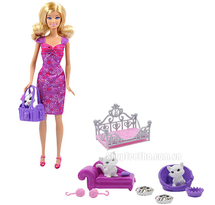 Búp bê Barbie BCF80 và mèo cưng