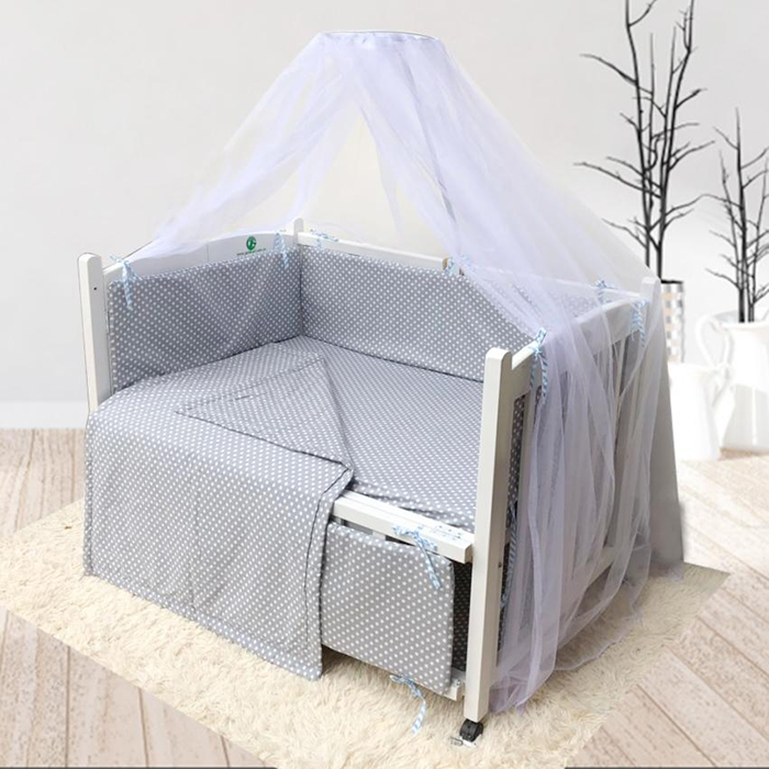 Combo cũi giường 2 giát Goldcat CBC4T-5 (trắng chấm bi ghi)