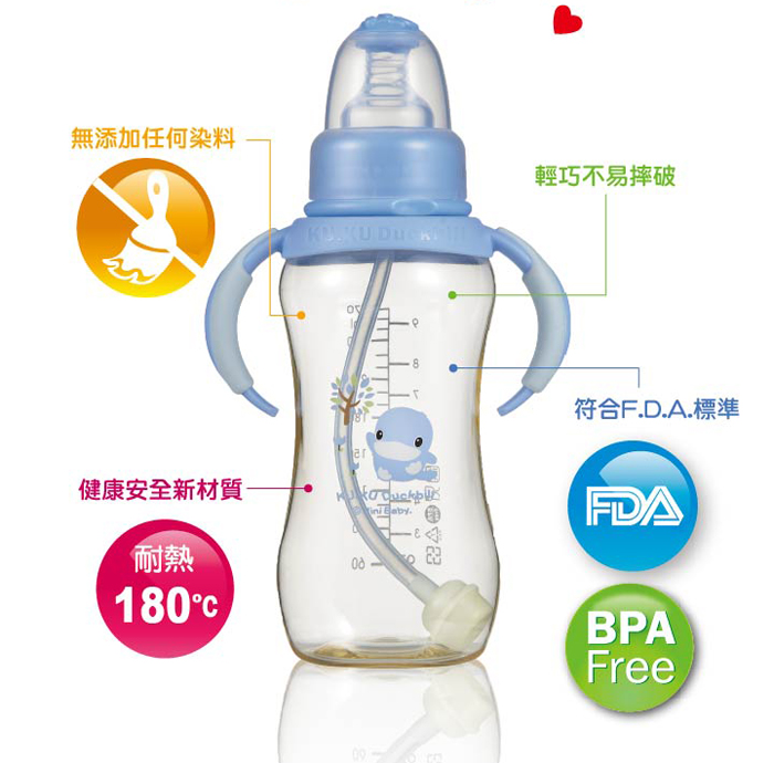 Bình sữa có tay cầm nhựa Pes 280ml kuku 5836