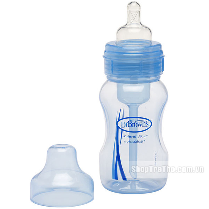Bình sữa Dr Brown cổ rộng 240ml màu hồng & xanh cho bé