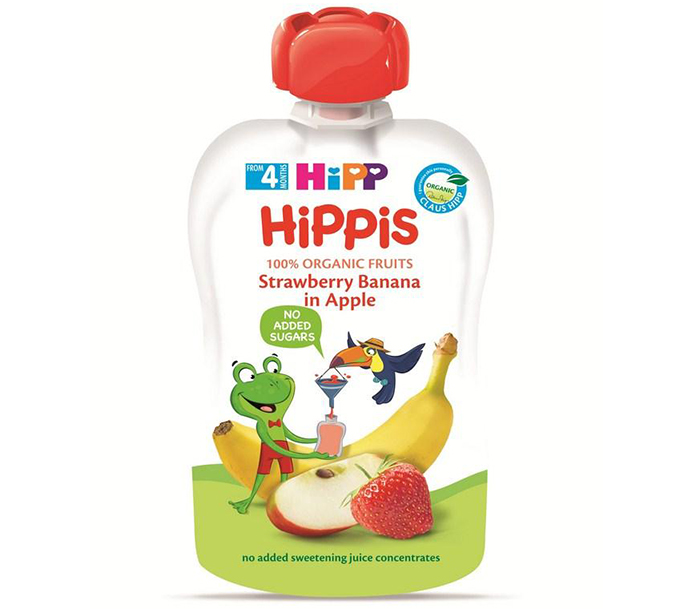 Dinh dưỡng trái cây nghiền hữu cơ HiPPiS Organic (Dâu tây, Chuối, Táo)