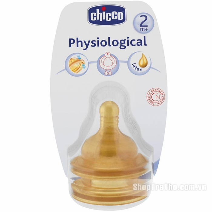 Núm ty cao su Chicco chống đầy hơi 2M+ dòng chảy trung bình
