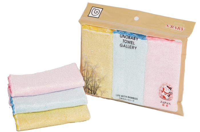 Set 3 khăn mặt sợi tre Unobaby (25x25)