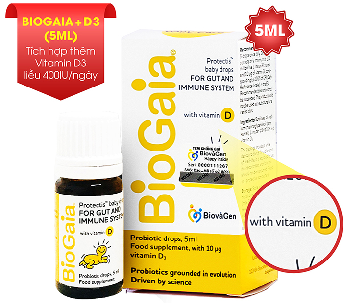 Men vi sinh Biogaia Protectis Vitamin D3 5ml