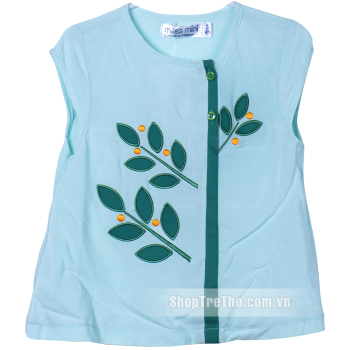 Bộ quần áo thêu hình cây (màu xanh)