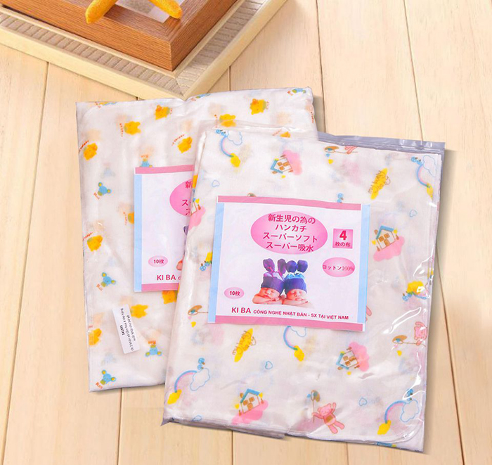 Khăn tắm xô 4 lớp Kiba in hình (80*80cm)