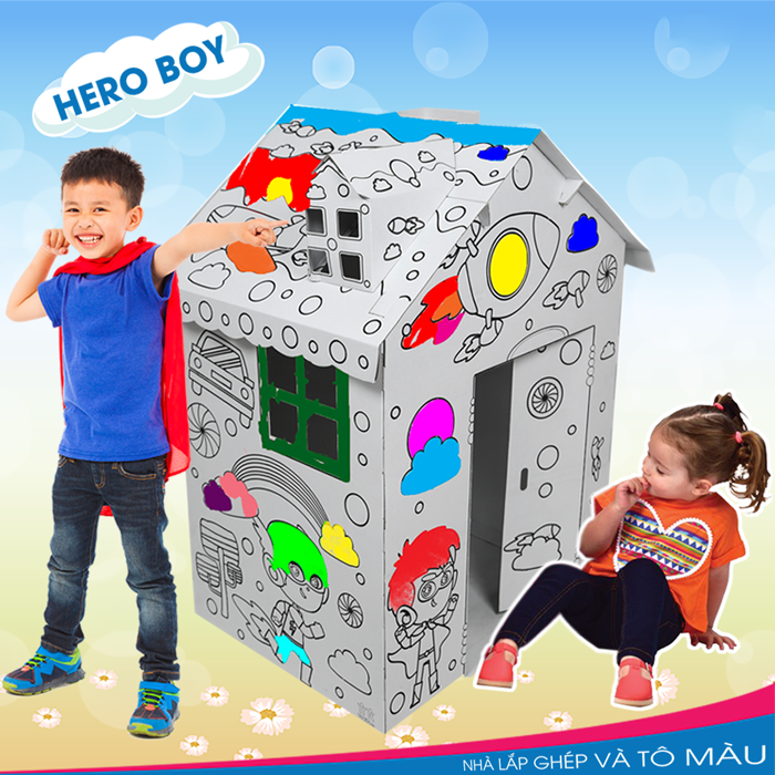 Nhà lắp ghép và tô màu - Hero Boy