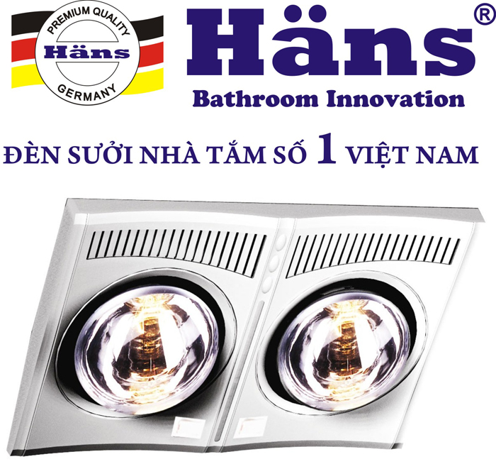 Đèn sưởi nhà tắm Hans 2 bóng