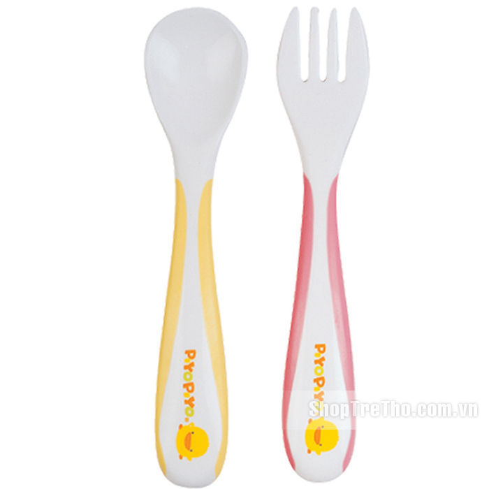 Bộ thìa và dĩa cho bé Piyo Piyo 630103 gồm 2 món
