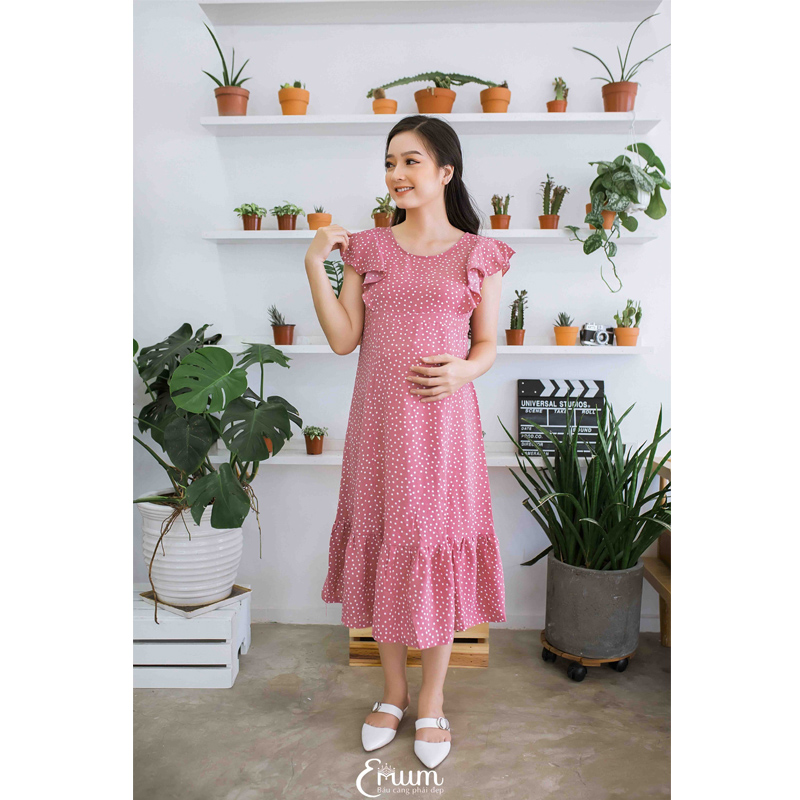Đầm bầu nhún bèo bi hồng ruốc Emum