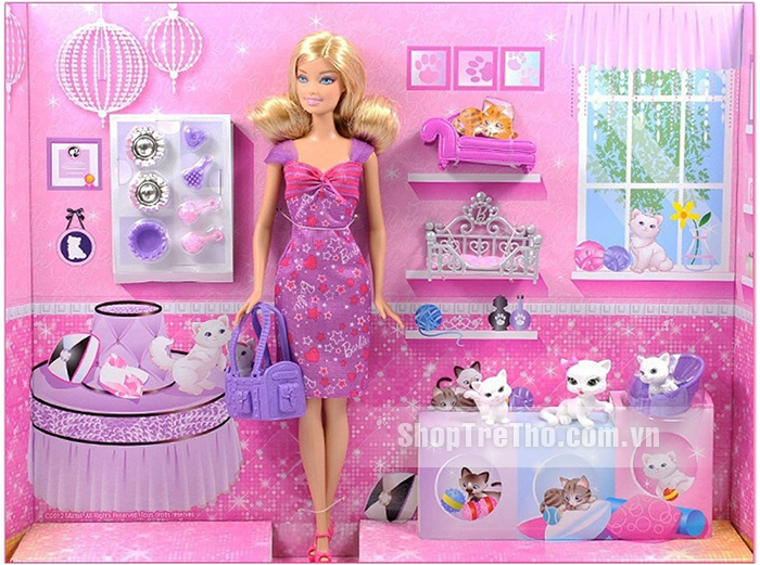 Búp bê Barbie BCF80 và mèo cưng