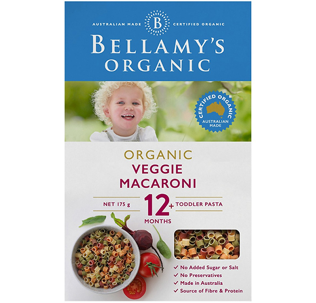 Nui hình ống từ lúa mì Semolina & rau củ Bellamy's Organic
