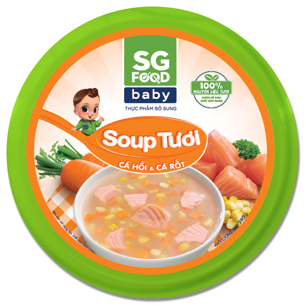 Soup tươi Sài Gòn Food cá hồi cà rốt 240g 12+