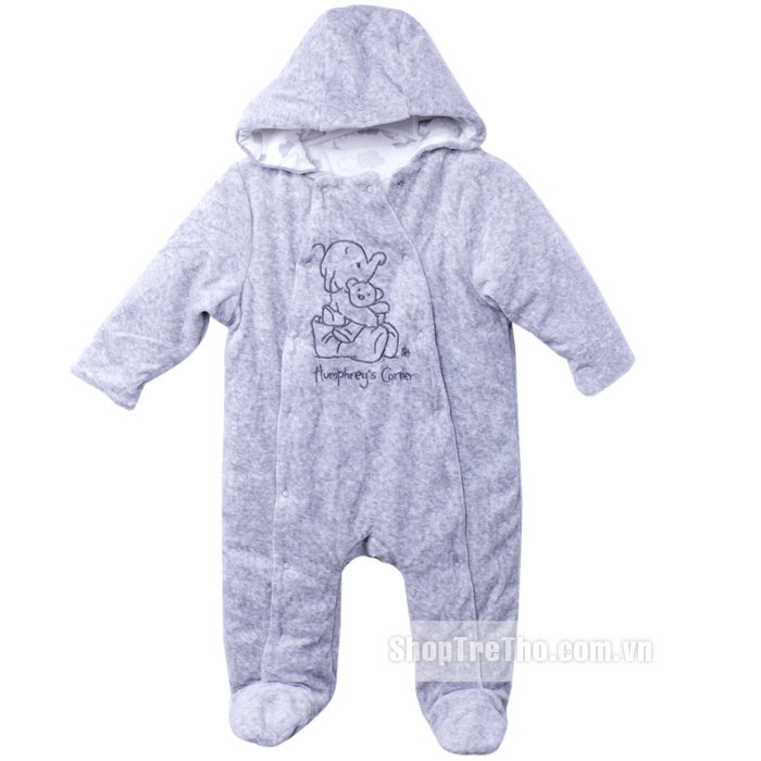 Body liền tất mũ cho bé VTE008 (màu ghi, vải bông)