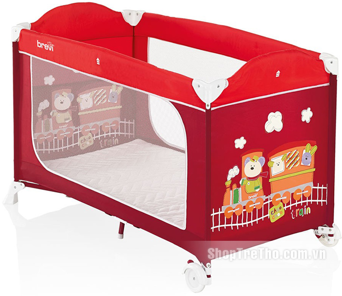 Nôi ngủ du lịch Brevi Dolce Nanna Plus cho bé màu đỏ