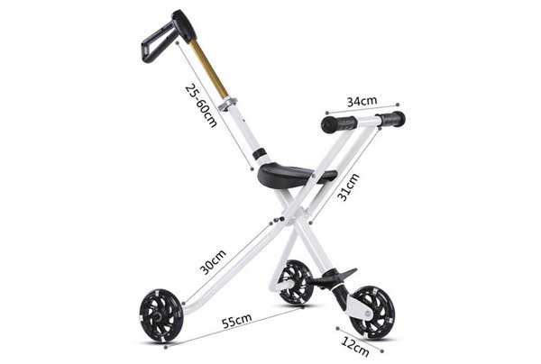 Kích thước của xe đẩy 3 bánh thông minh gấp gọn