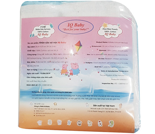 Khăn sữa Nhật cao cấp IQ Baby 3 lớp 25x27cm