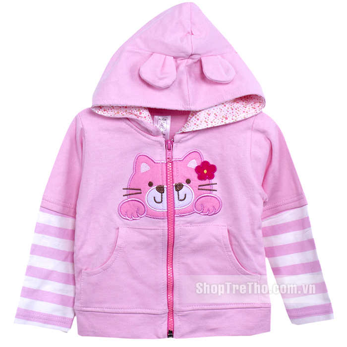 Áo khoác nỉ bé gái in hình đầu mèo con Thái Lan (12-24M) X7-24