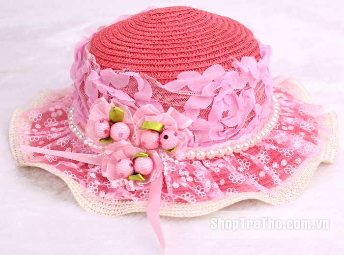 Mũ bé gái handmade Q160 màu hồng