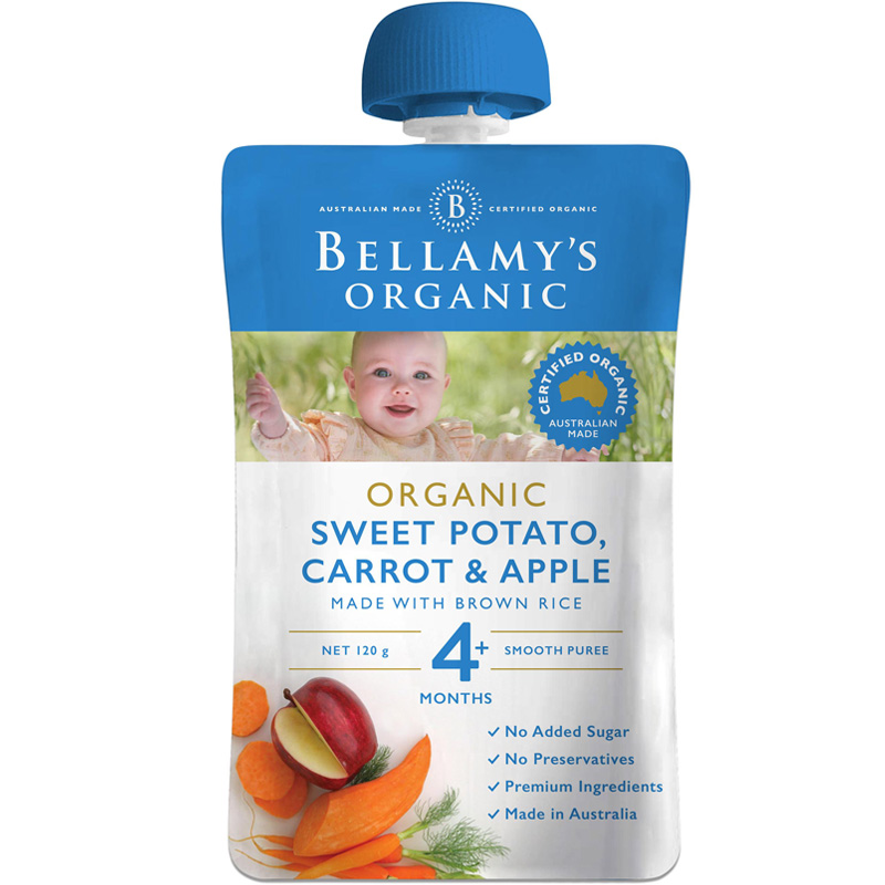 Hỗn hợp ăn dặm khoai lang, cà rốt, táo Bellamy's Organic