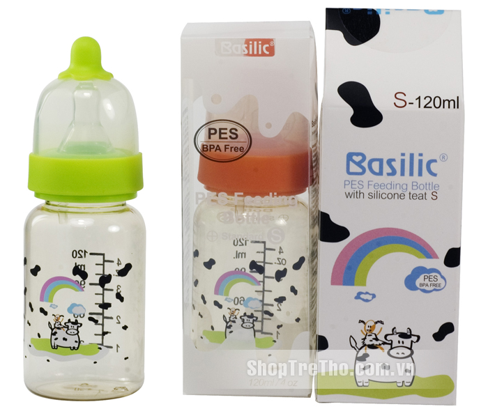 Bình sữa Basilic nhựa PES 120ml D100 (cổ hẹp)