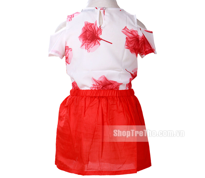 Set áo váy hở vai cho bé gái