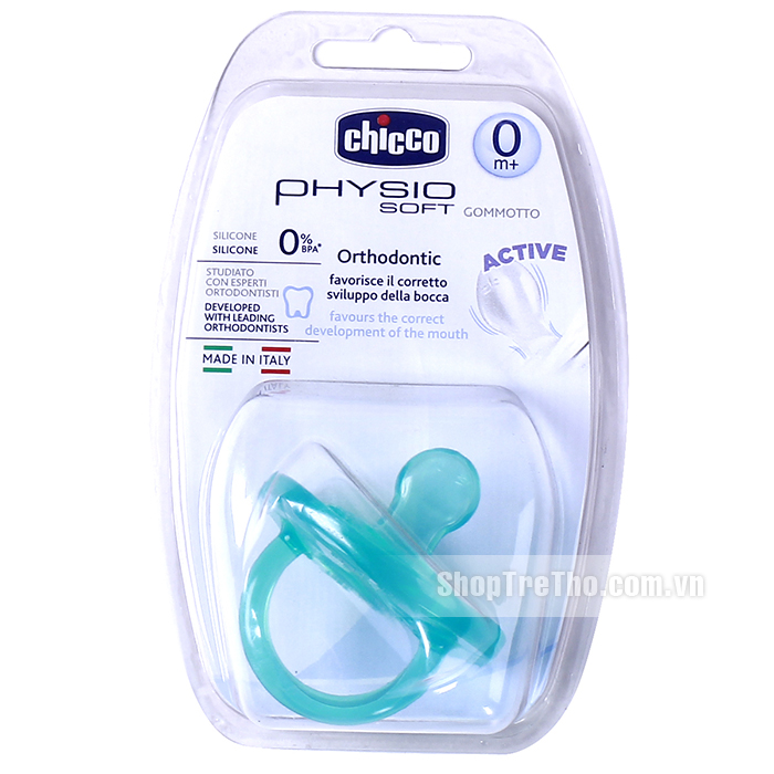 Ty ngậm silicone Chicco Physio Xanh 0M+ 27112