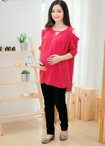 Áo bầu chấm bi khoét vai Emum (nhiều màu)