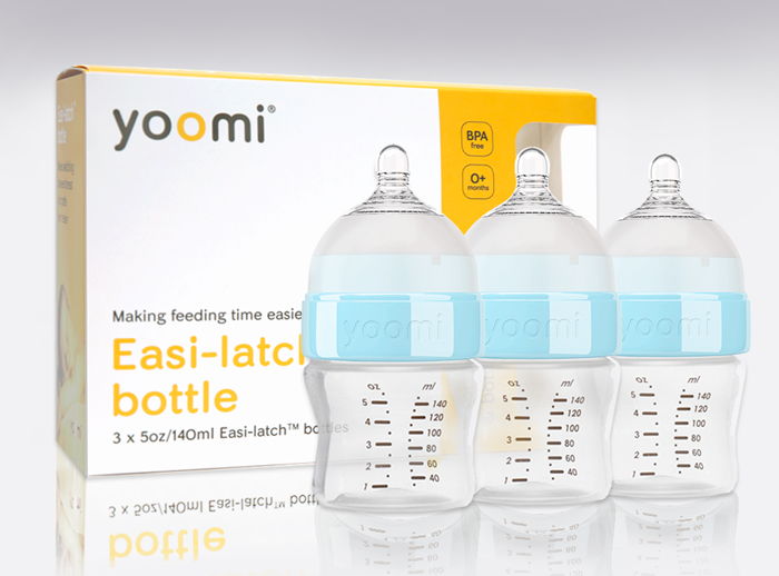 Bình sữa nhựa PP Yoomi 140ml (cổ xanh, bộ 03)