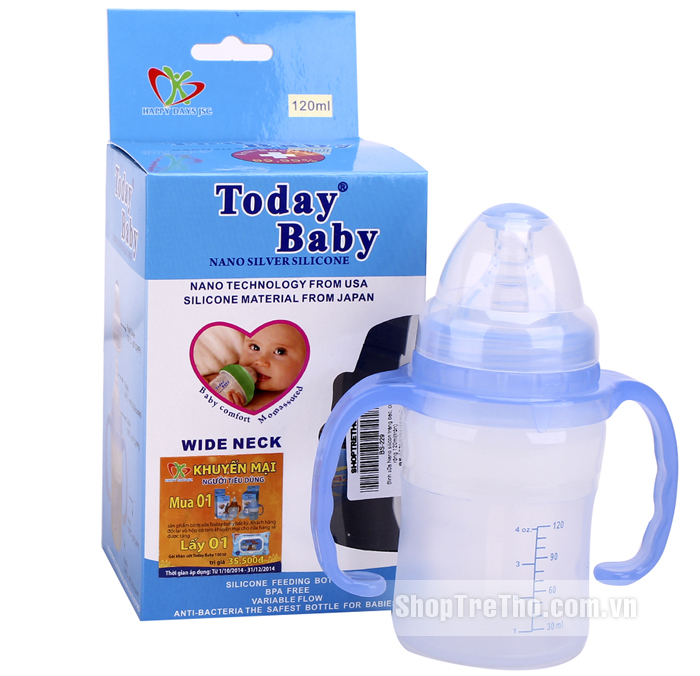 Bình sữa Today Baby cổ rộng 120ml (tròn)