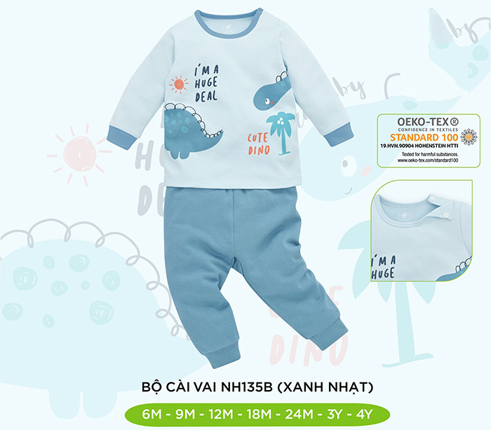 Bộ cài vai dài tay Lullaby NH135B (xanh nhạt)