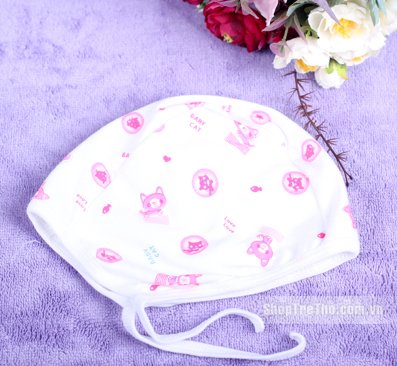 Mũ sơ sinh dây nỉ nhiều size