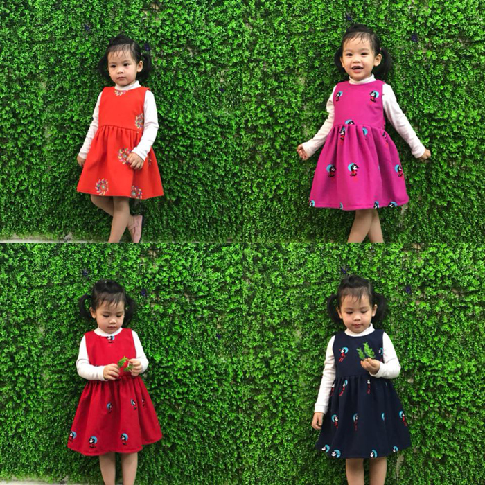 Váy dạ thêu TE505 (1-4T)